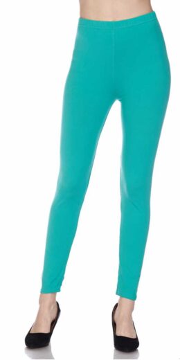 PLUS: Brushed Plus Size Solid Ankle Leggings - Kelly Green