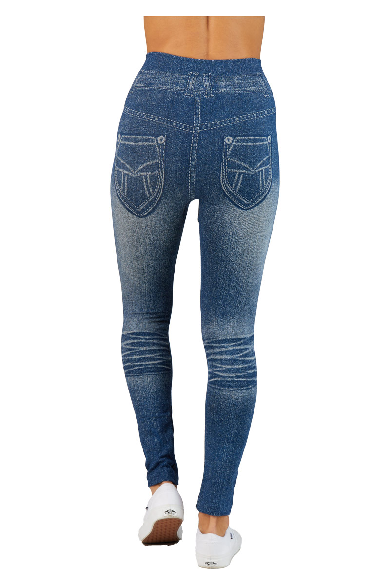 High Waist Acid-Washed Look Whiskers Pattern Jeggings