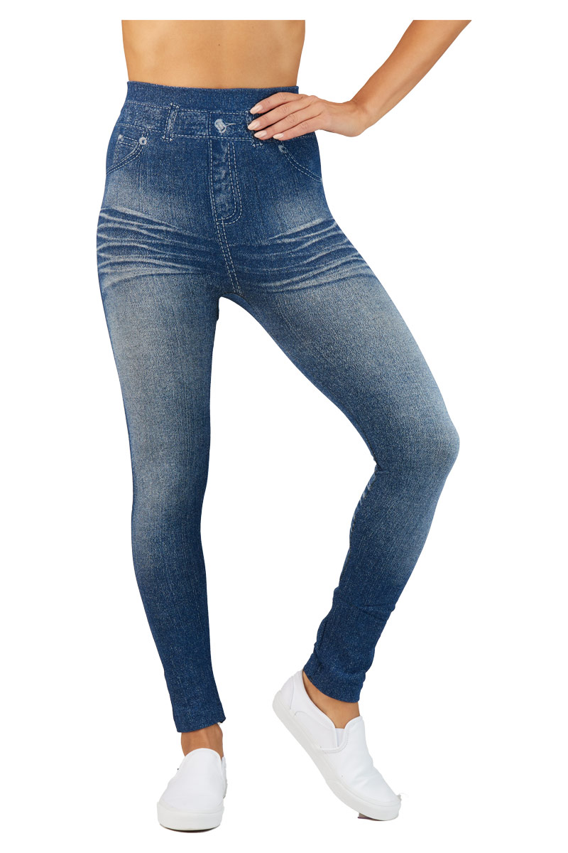 High Waist Acid-Washed Look Whiskers Pattern Jeggings