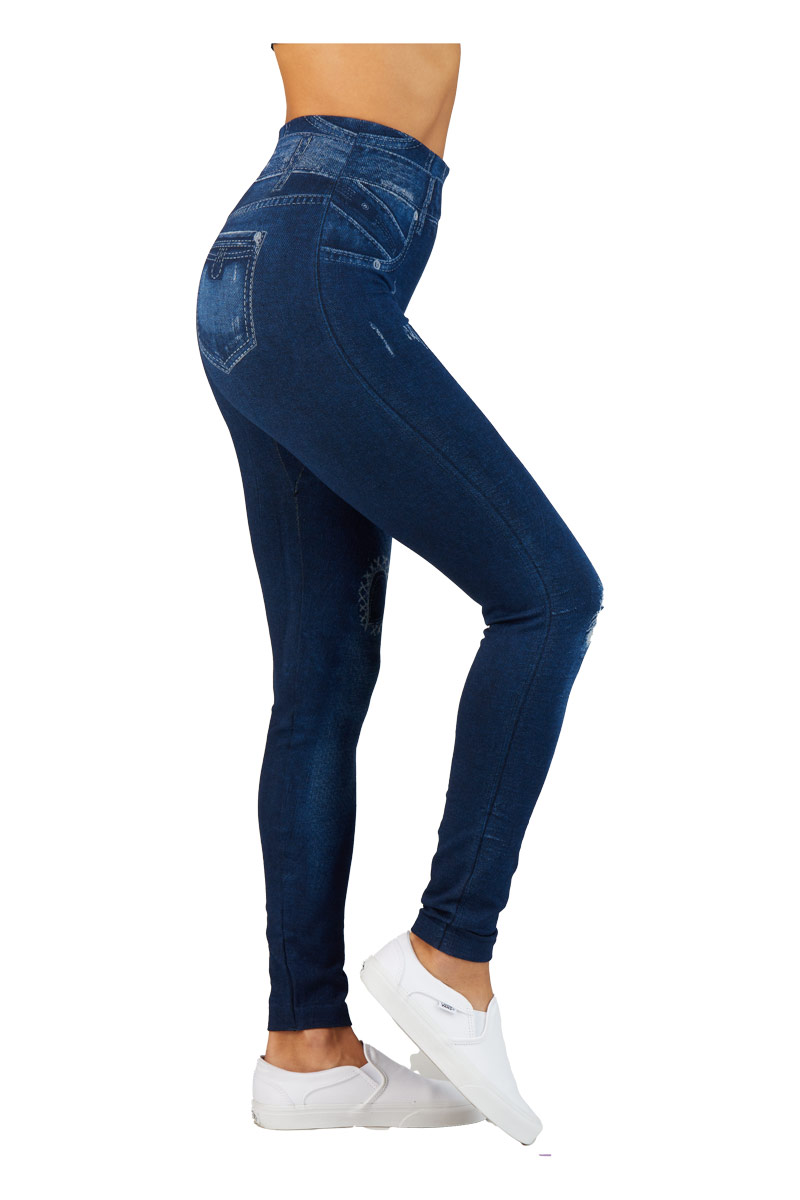 High Waist Faux Patches and Rips Jeggings - Entire Sale