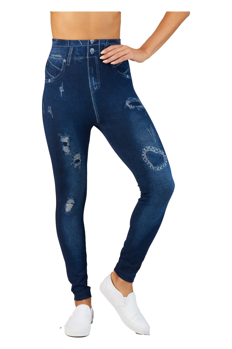 High Waist Faux Patches and Rips Jeggings - Entire Sale