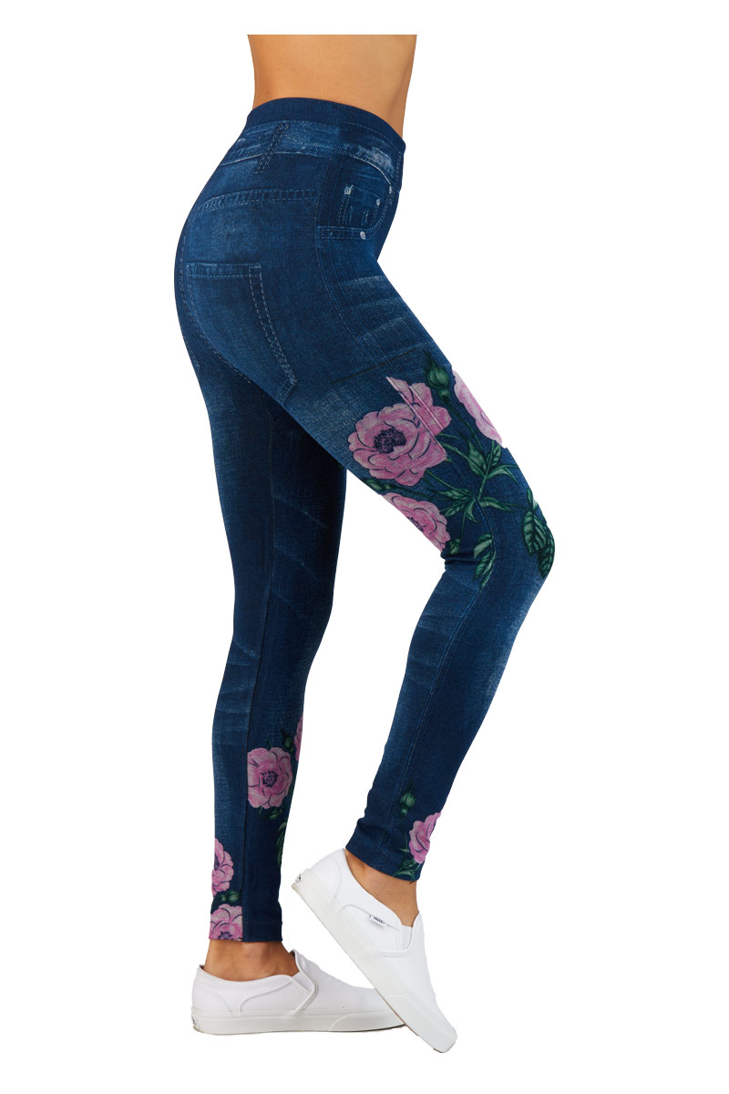 High Waist Floral Rosy Pattern Jeggings