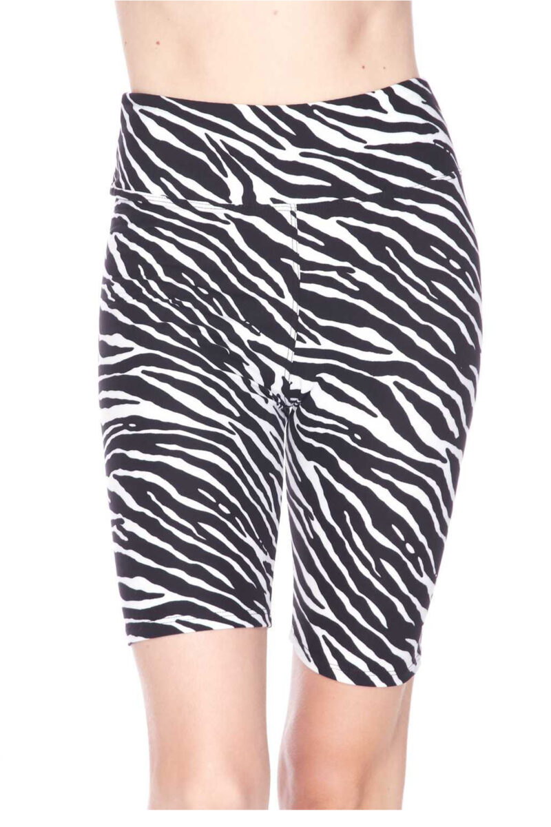 High Waist Zebra Print Yummy Biker Shorts