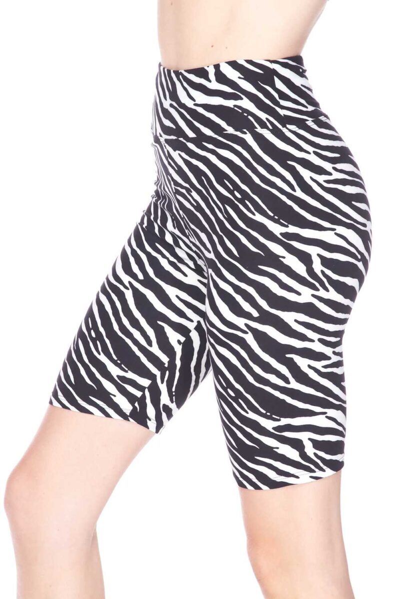 High Waist Zebra Print Yummy Biker Shorts