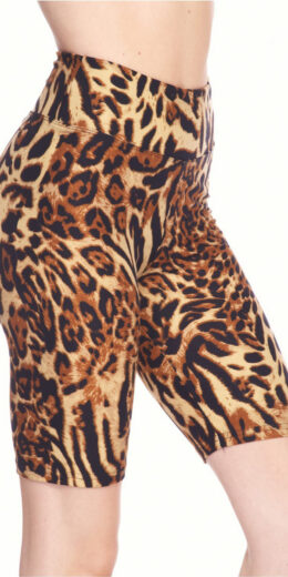 PLUS Size High Waist Leopard Print Yummy Biker Shorts