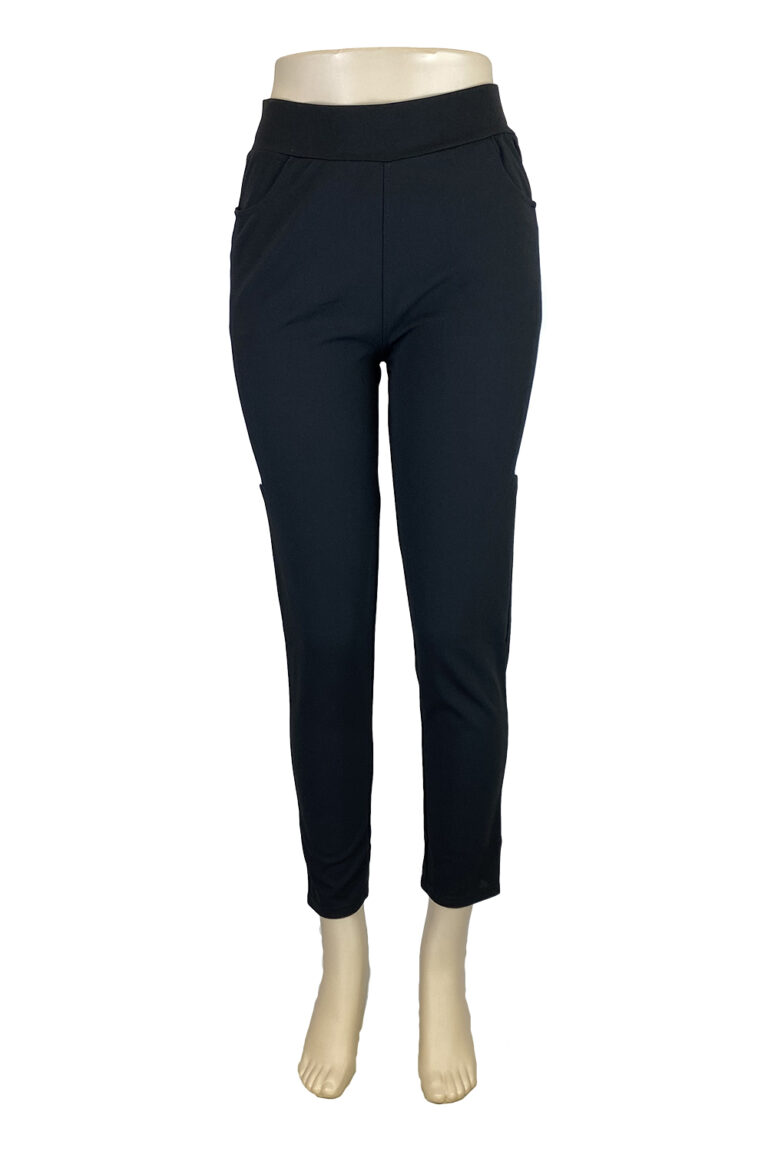 Double Striped Leggings with Front Round Pockets – Black - Entire Sale