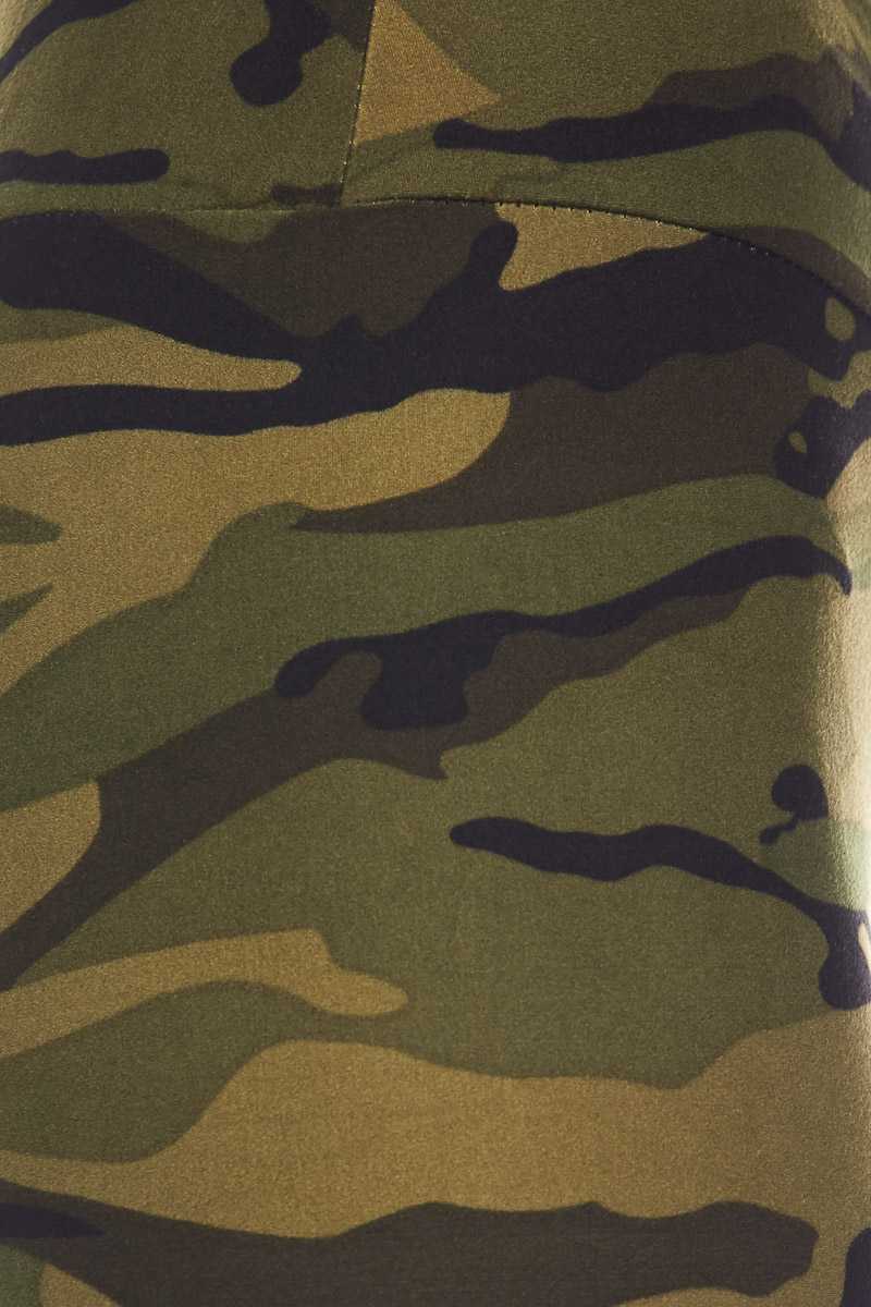 Camouflage Print Ankle Leggings W/3 Inch Waistband
