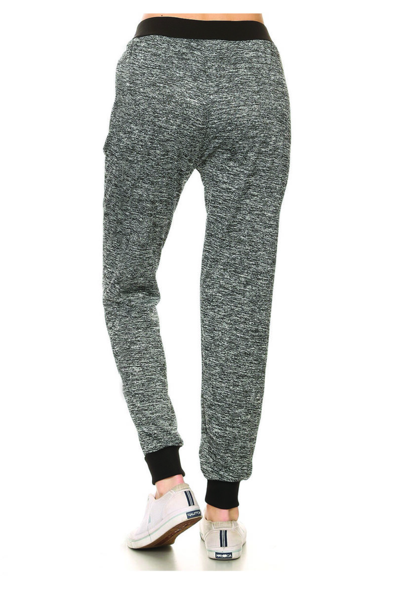 Full Length Melange Jogger Pants - Grey