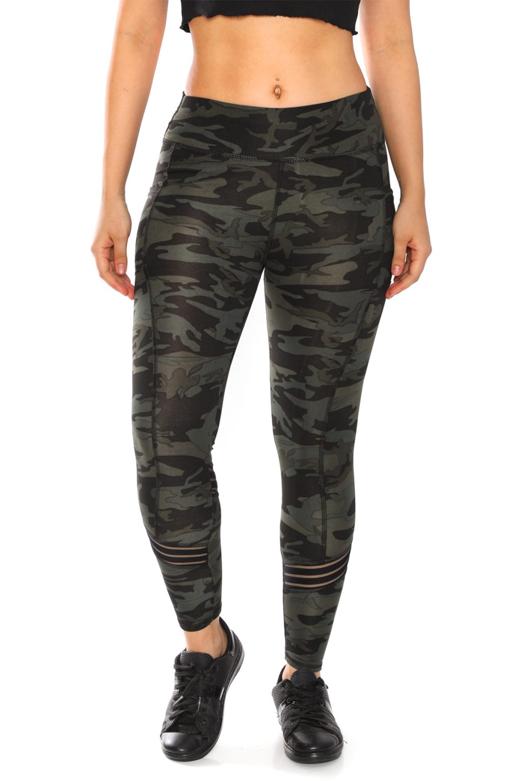 High Waist Leggings with Contrasting Stripes – Camo 2 - Entire Sale