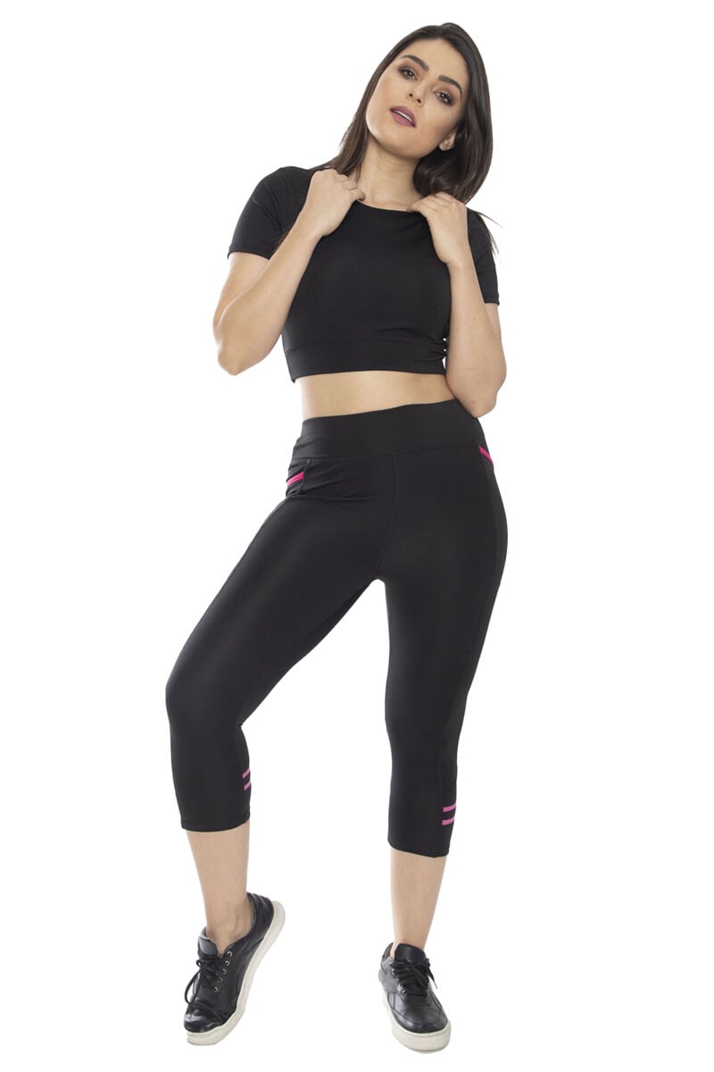 Short-Sleeves Yoga Crop Top - Black