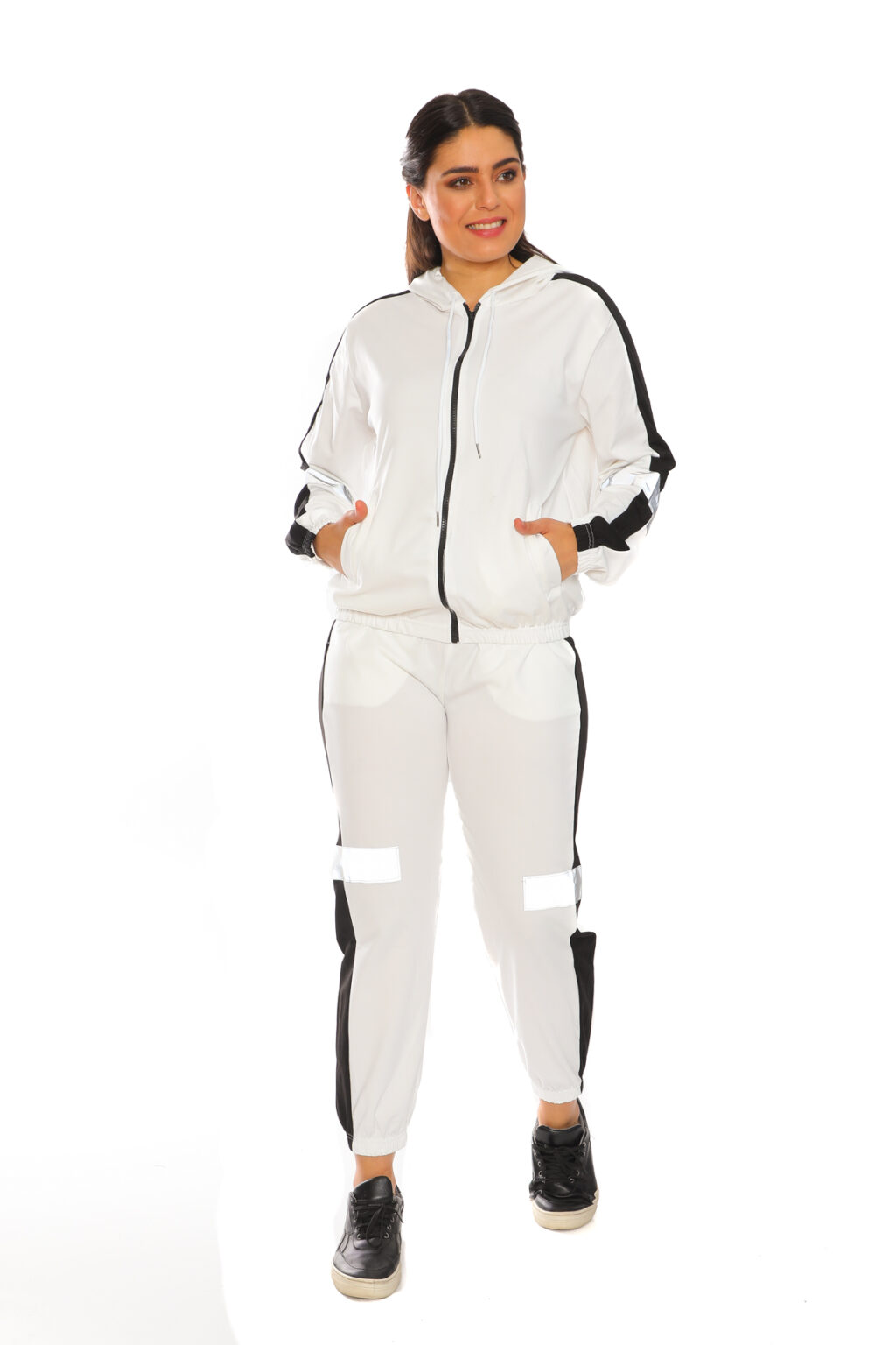 Wind Breaker Jacket Pants Set - White