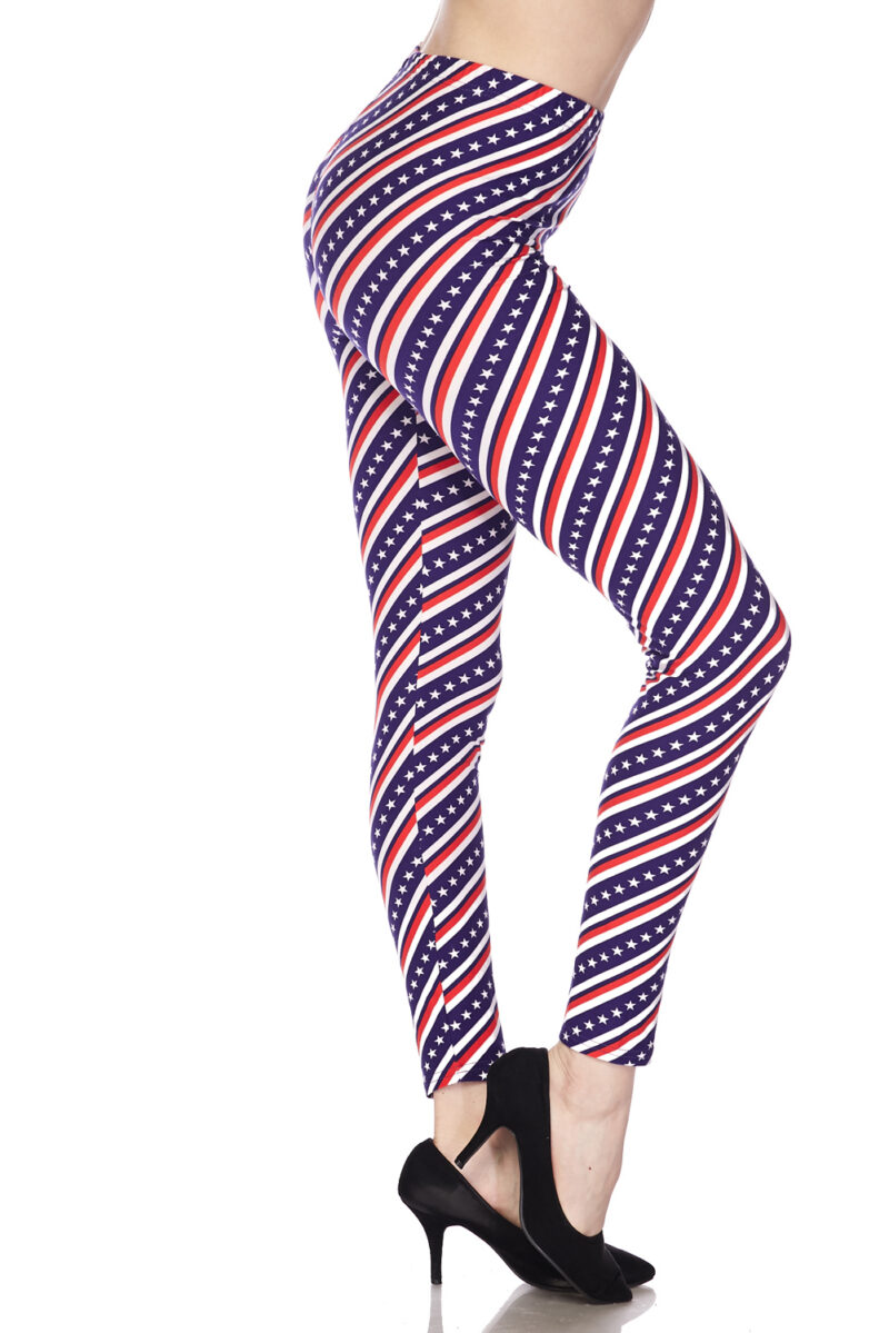American Stars Stripes Print Brushed Leggings