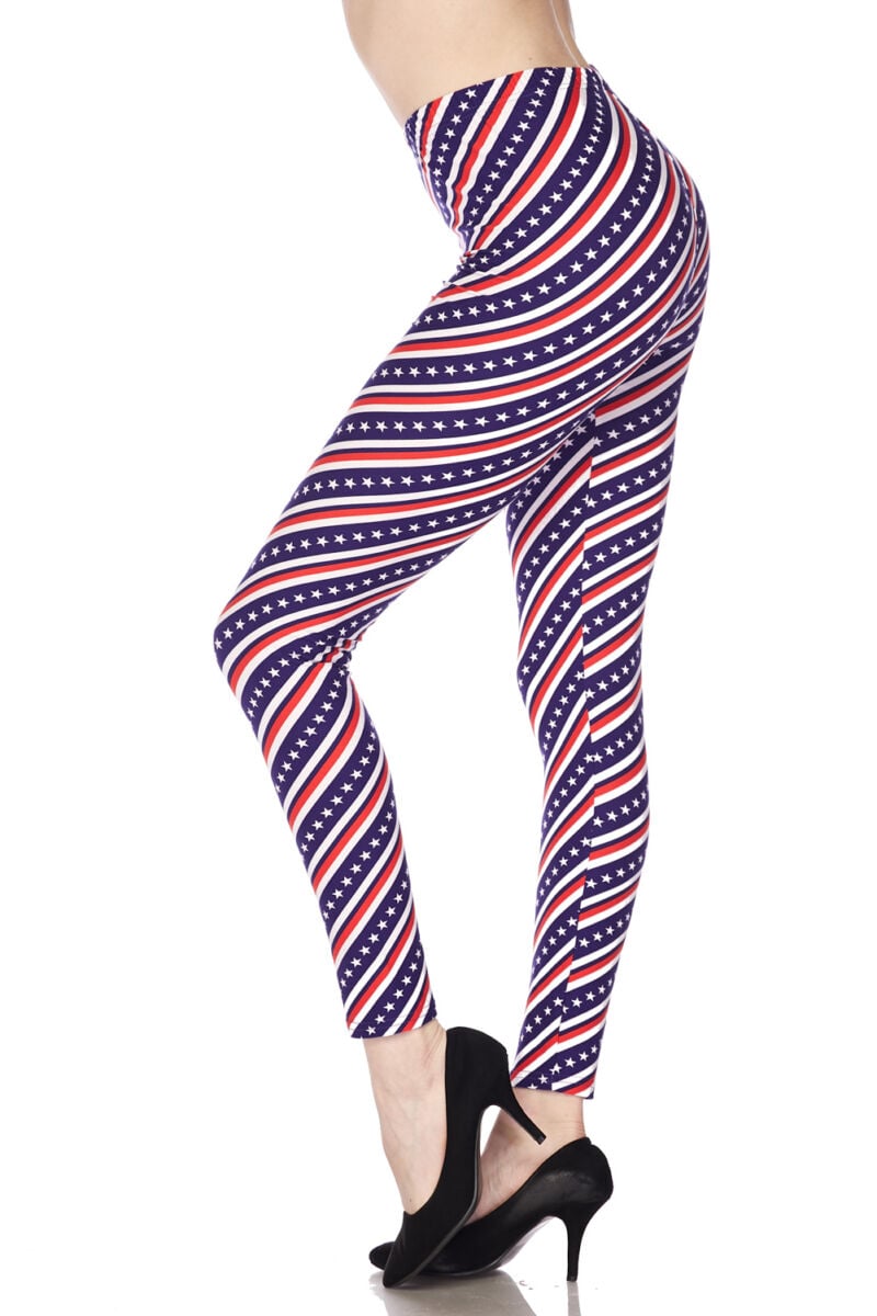 American Stars Stripes Print Brushed Leggings