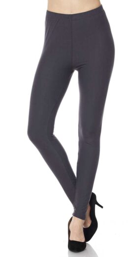 Floral Print Brushed Ankle Leggings - Charcoal
