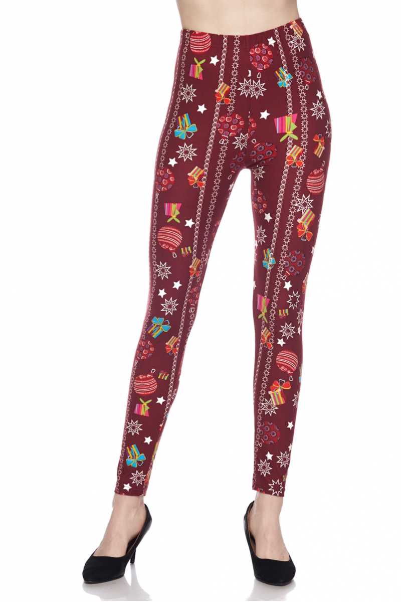 Christmas Gifts Print Brushed Ankle Leggings