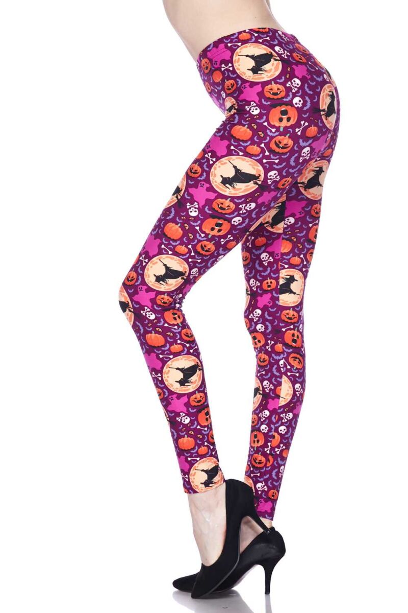 Flying Witch Print Brushed Leggings