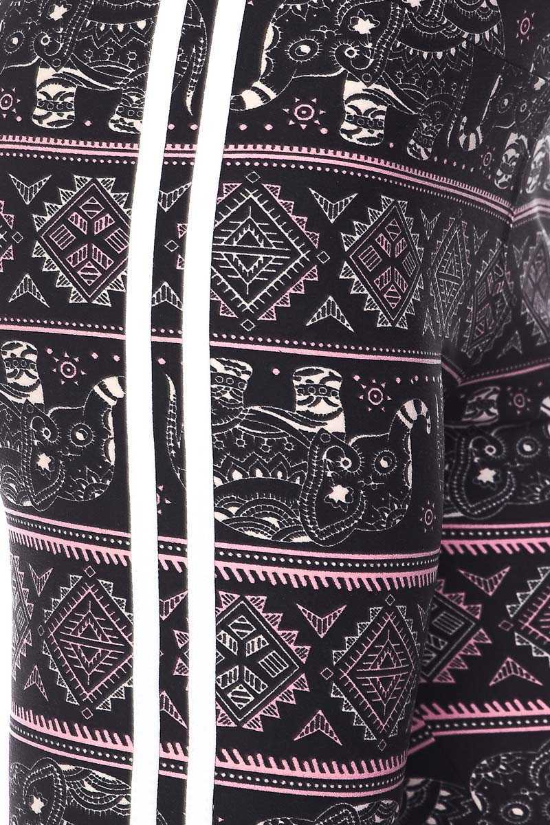 Highwaist Elephant Aztec Print Side Stripes Leggings
