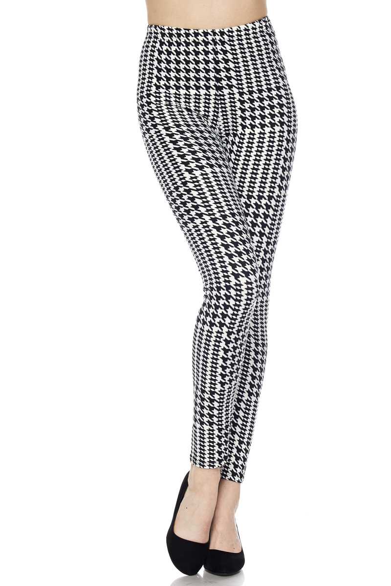 Houndstooth Check Print Ankle Leggings
