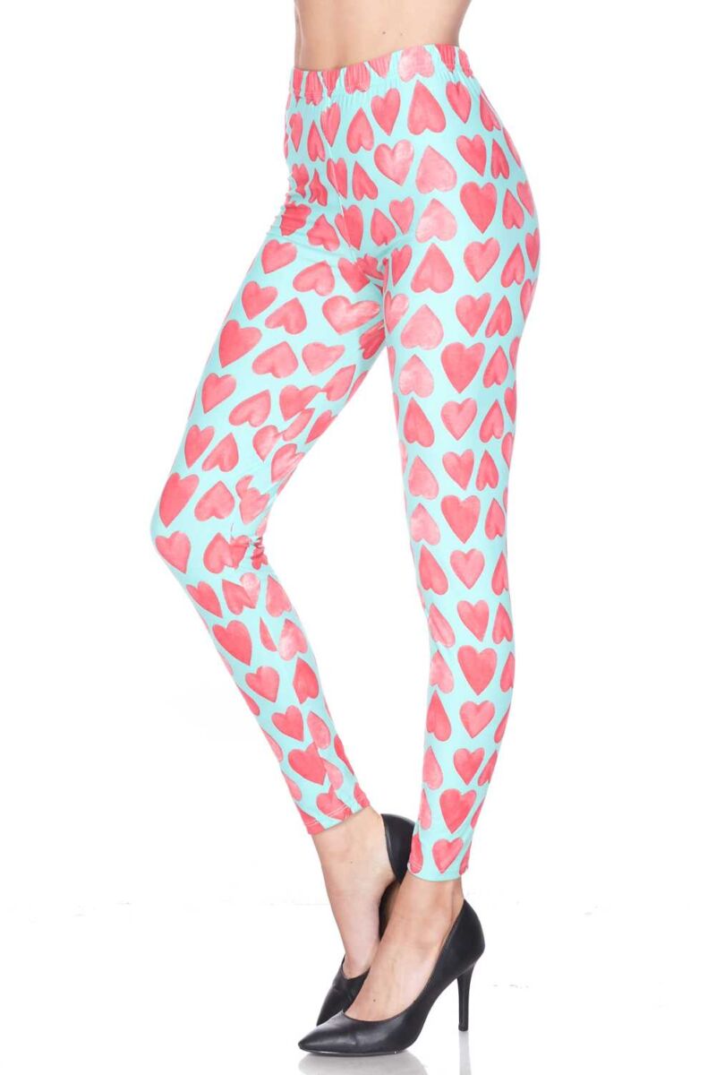 Mint Chocolate Heart Brushed Printed Leggings - Entire Sale