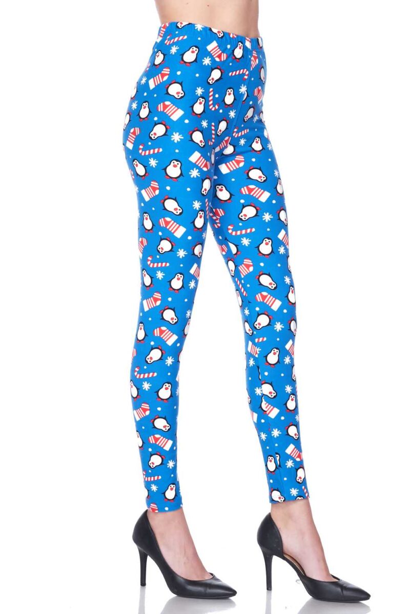 Penguin And Candy Cane Brushed Printed Legging