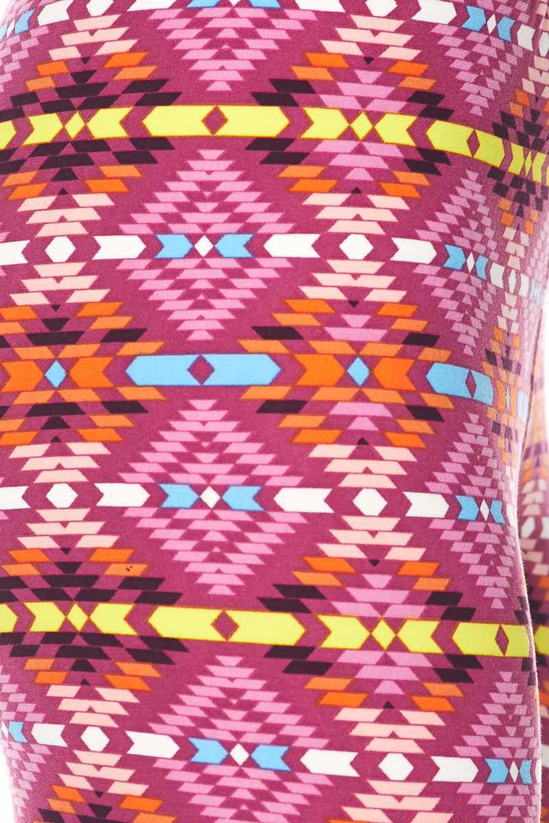 Pink Kaleidoscope Geo Stripe Print Ankle Leggings