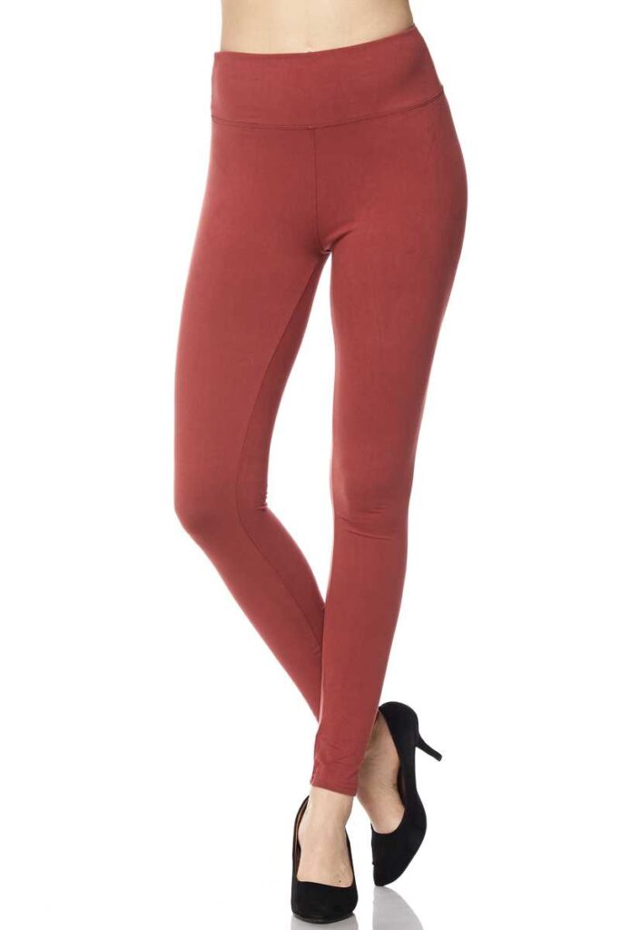 PLUS Solid Ankle Leggings with 3 Inch Waistband – Marsala - Entire Sale