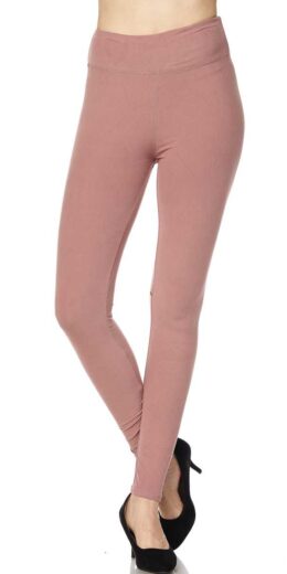 PLUS Solid Ankle Leggings with 3 Inch Waistband - Mauve - 6-Pack