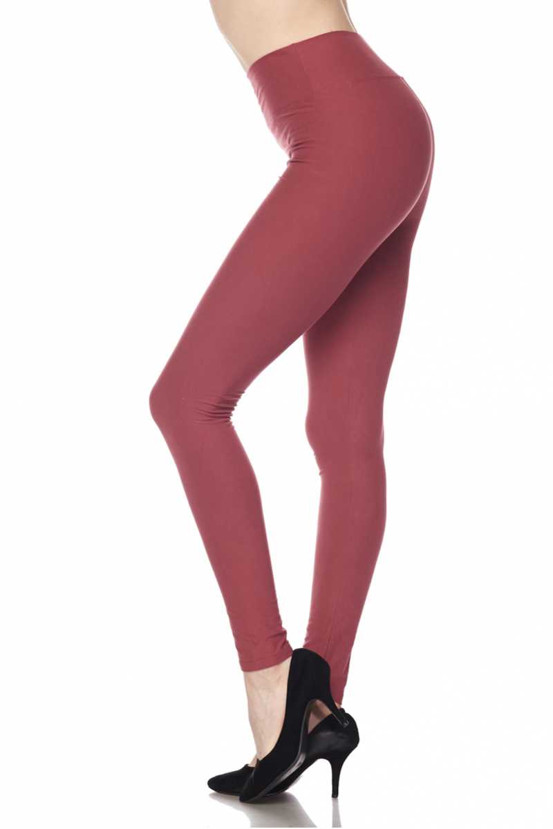 PLUS Solid Ankle Leggings with 3 Inch Waistband - Mulberry