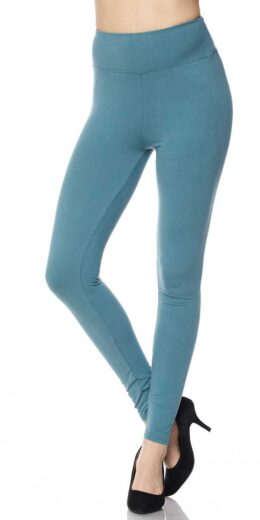 PLUS Solid Ankle Leggings with 3 Inch Waistband - Sea Blue - 6-Pack