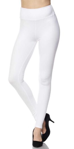 PLUS Solid Ankle Leggings with 3 Inch Waistband - White - 6-Pack
