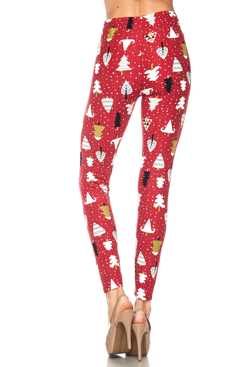 Snowy Christmas Tree Yummy Brushed Ankle Leggings