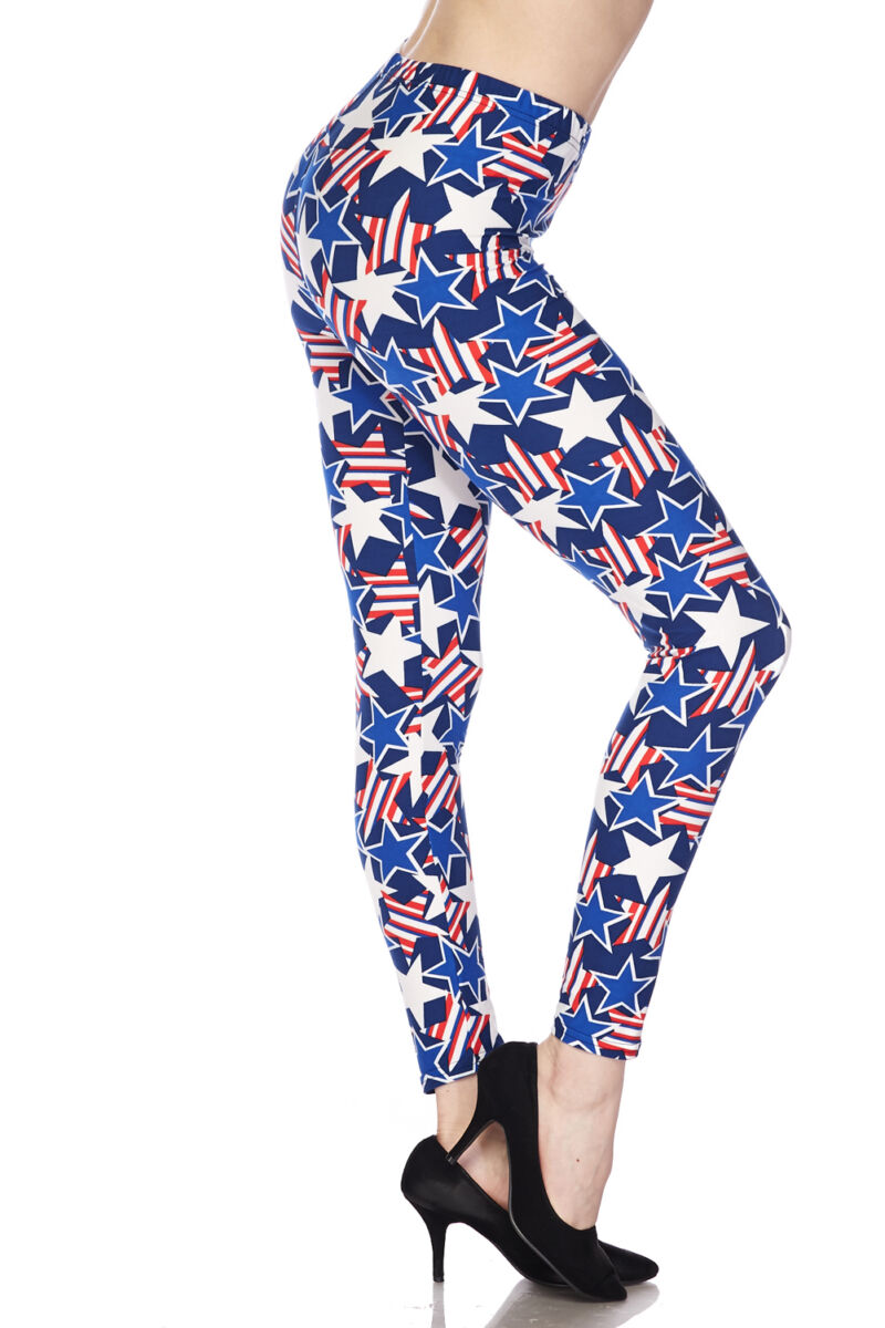 Usa Stars And Stripes Print Brushed Leggings - Entire Sale