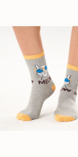 Women's Cat Printed Super Soft Cotton Socks