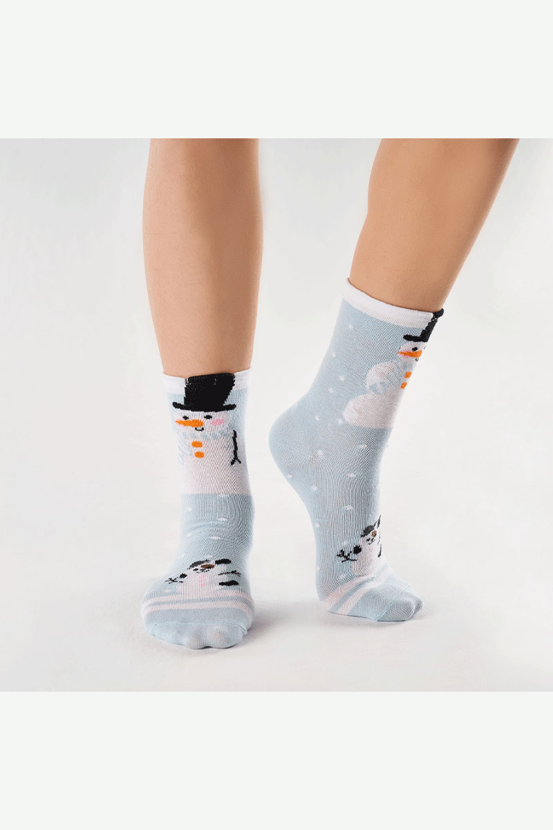 Women's Livid Snowman Cotton Socks