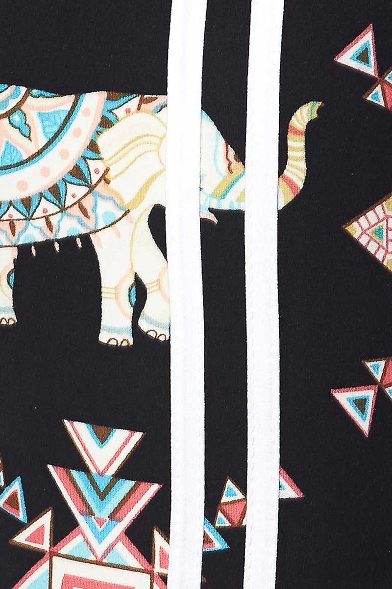 Elephant Print Side Stripes Ankle Leggings