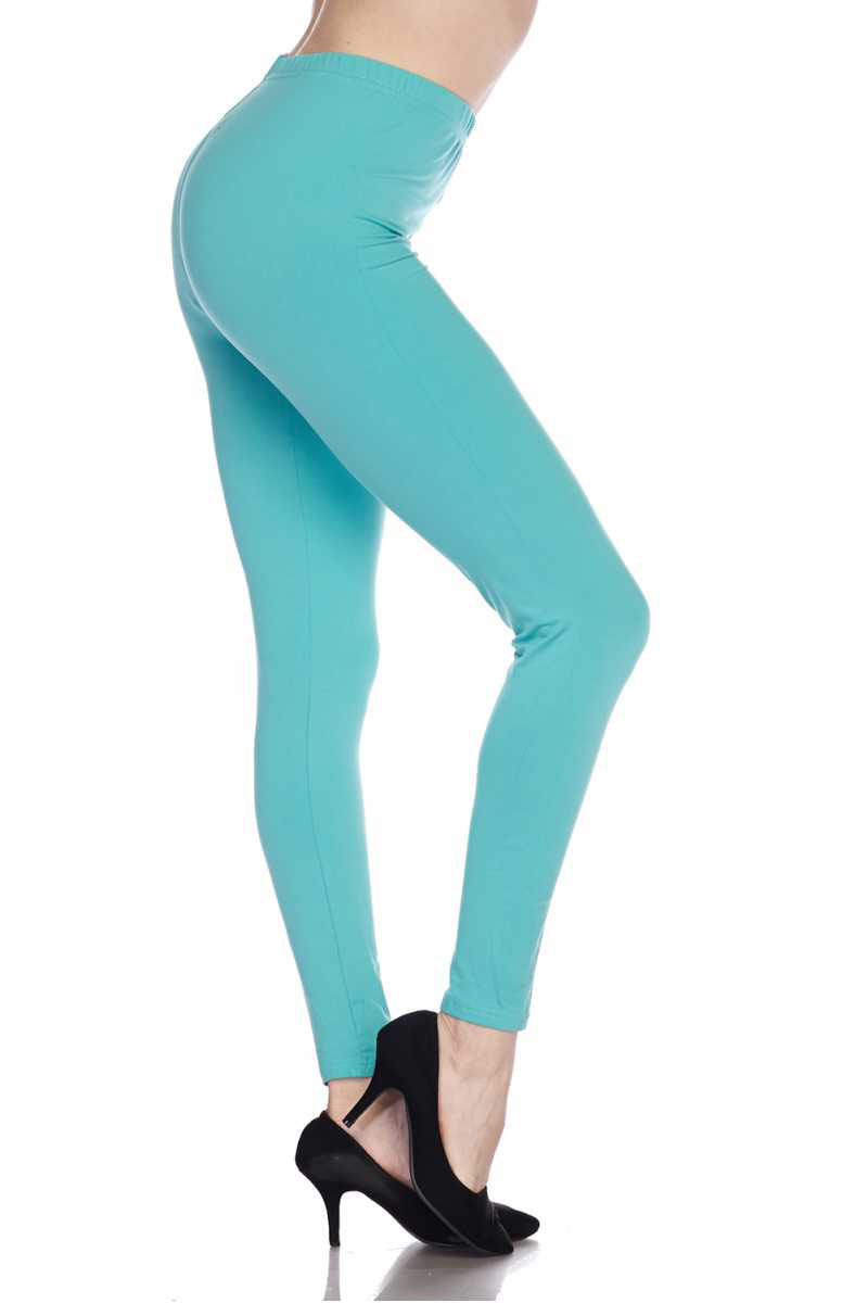 PLUS: Brushed Solid Ankle Leggings - Mint