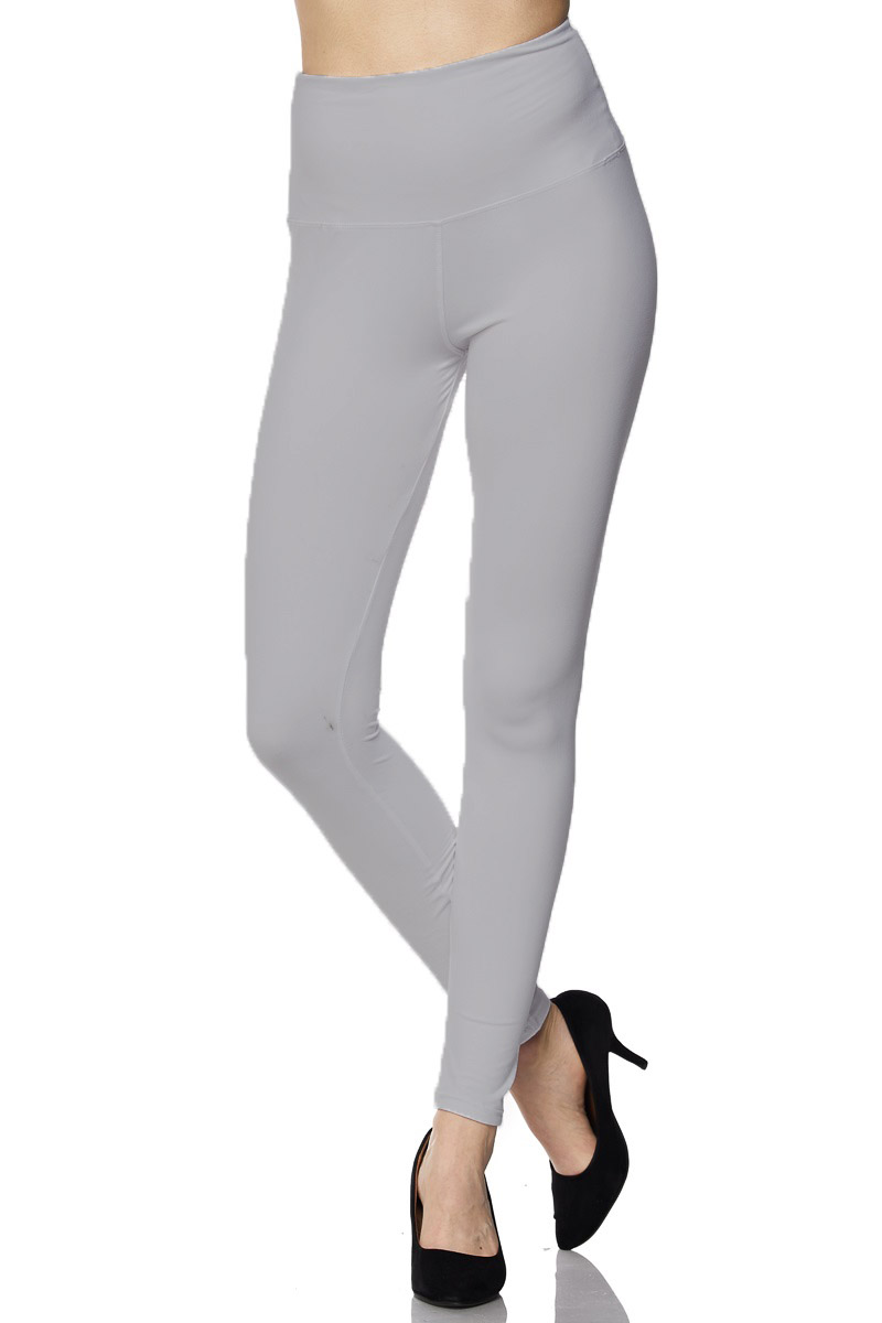 PLUS Solid Ankle Leggings with 5 Inch Waistband - Grey