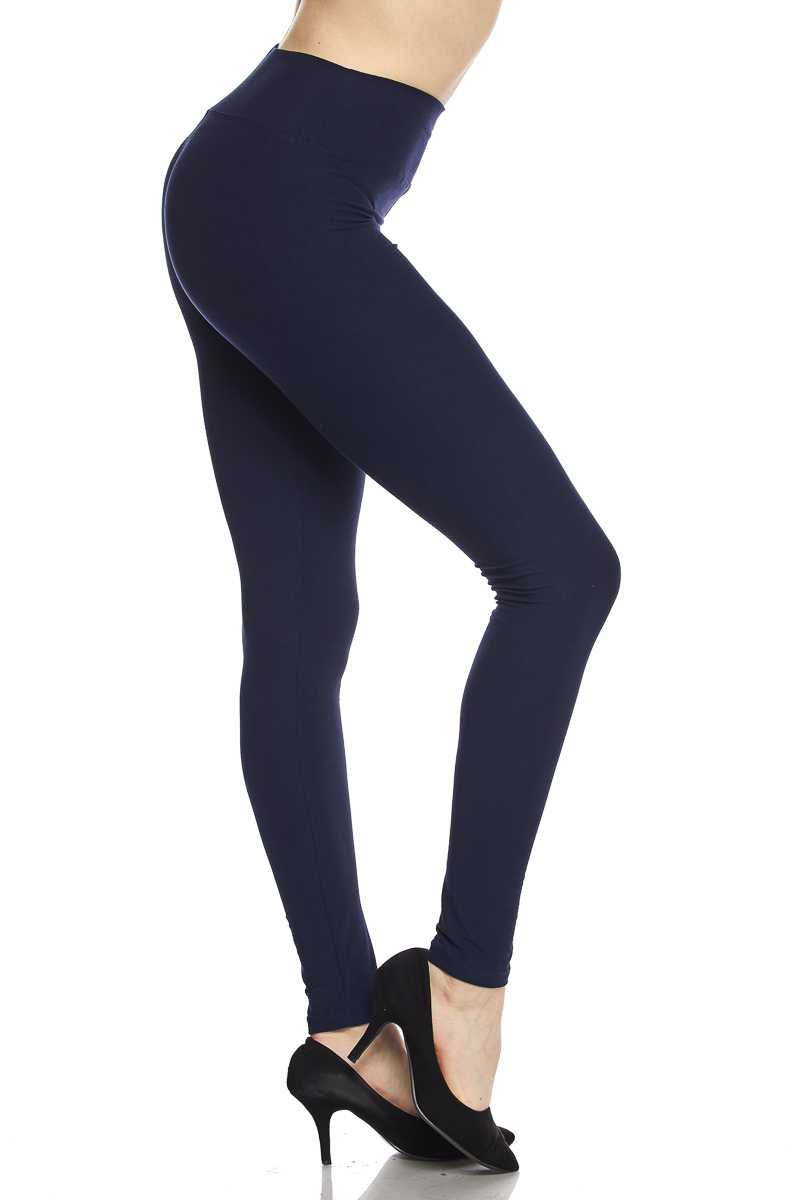 PLUS Solid Ankle Leggings with 5 Inch Waistband - Navy
