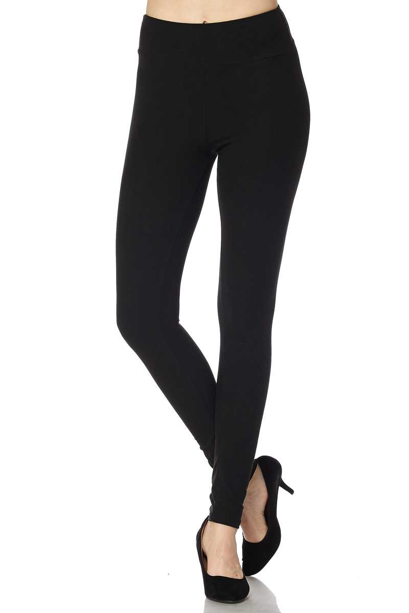 Solid Ankle Leggings with 3 Inches Waistband – Black - Entire Sale