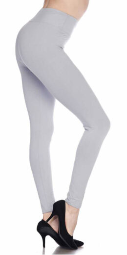 Solid Ankle Leggings with 5 Inches Waistband - White