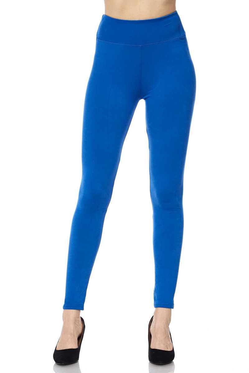 Solid Ankle Leggings with 3 Inches Waistband - Royal