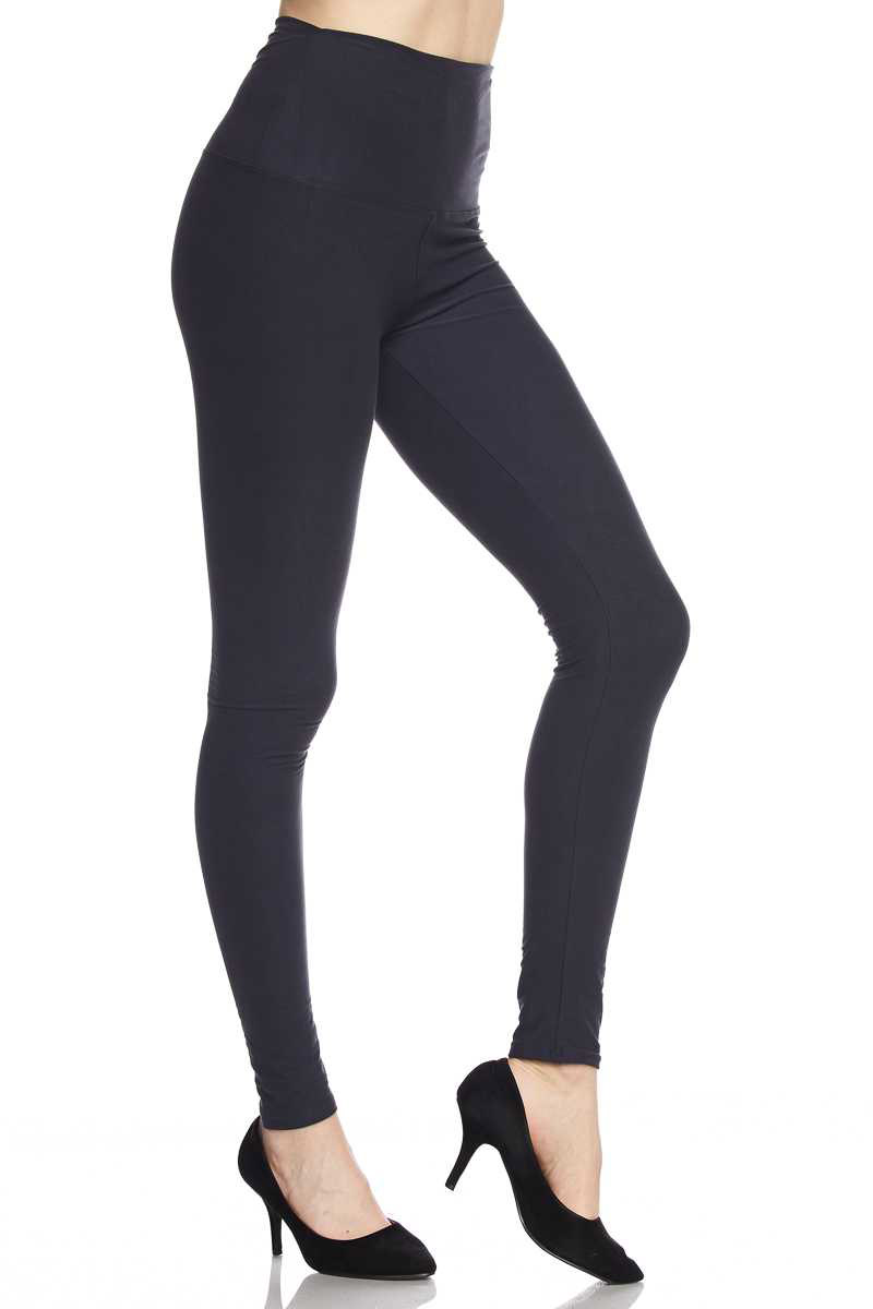 Solid Ankle Leggings with 5 Inches Waistband – Charcoal - Entire Sale