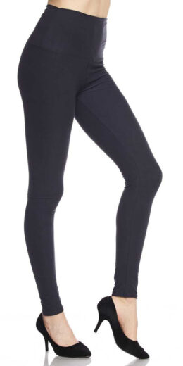 Solid Ankle Leggings W/ 5 Inches Waistband - Charcoal