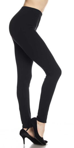 PLUS: Brushed Plus Size Solid Ankle Leggings - Black - 6-Pack