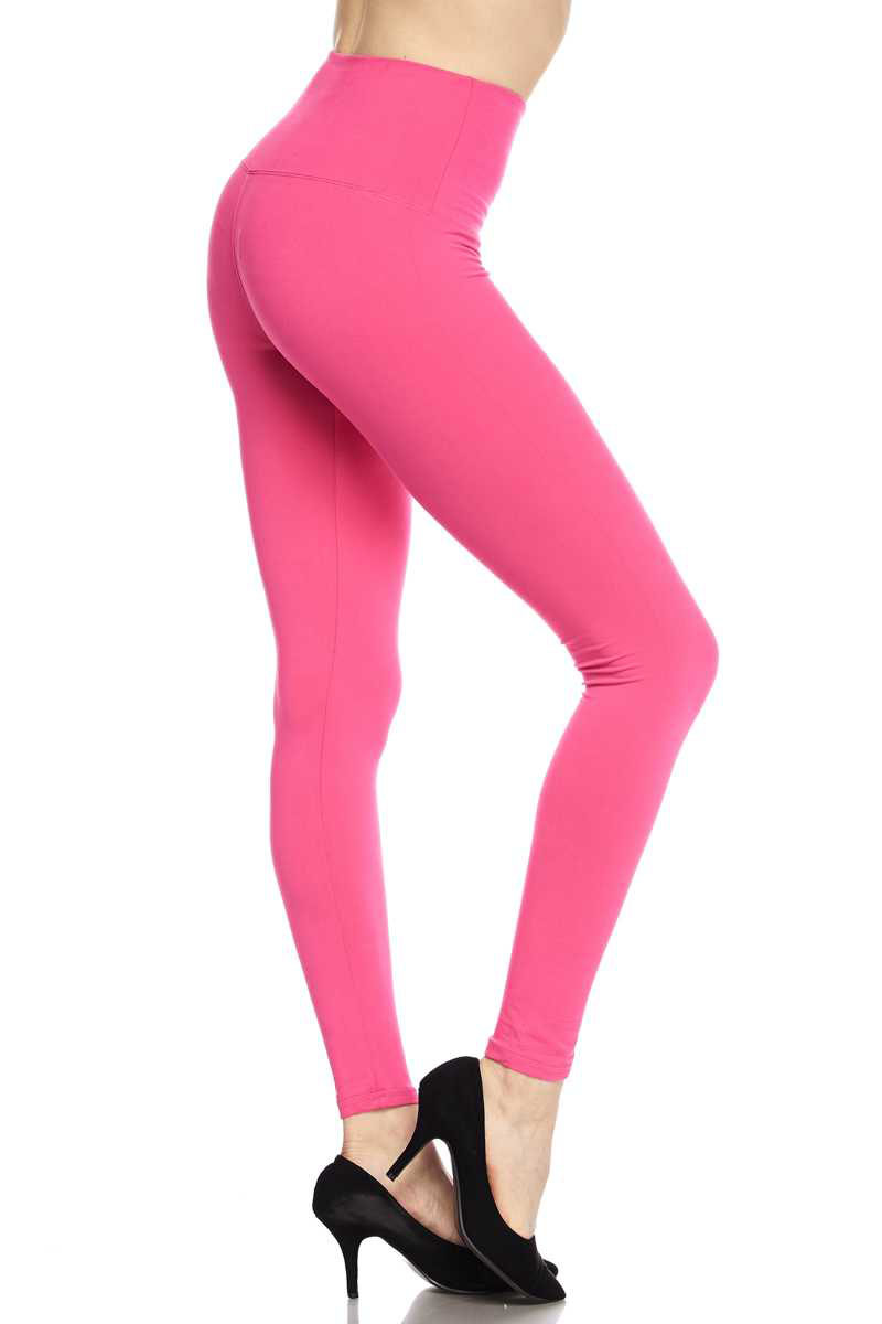PLUS Size Solid Ankle Leggings with 5 Inches Waistband - Fuchsia
