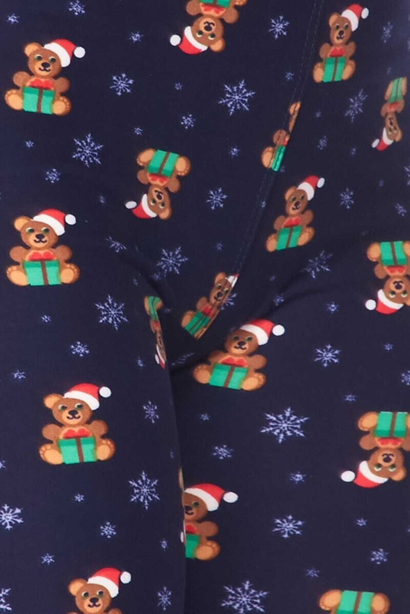 PLUS Christmas Snowy Teddy Bear Print Leggings