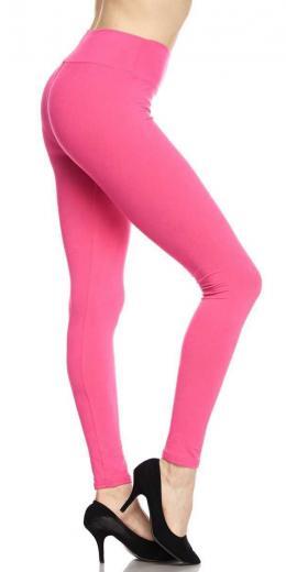 PLUS Solid Ankle Leggings with 3 Inch Waistband - Fuchsia - 6 Pack