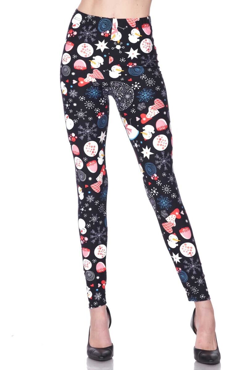 XPLUS Christmas Hearts and Snow Brushed Leggings