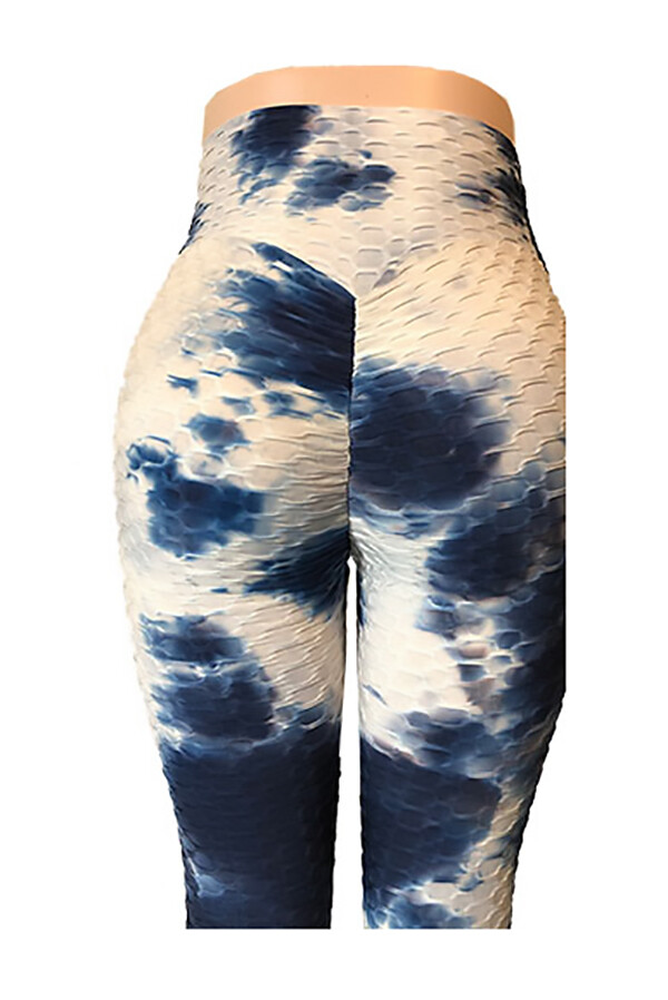 Scrunch Butt Lifting Pocket Tie Dye Yoga Leggings, A2021 Blue White