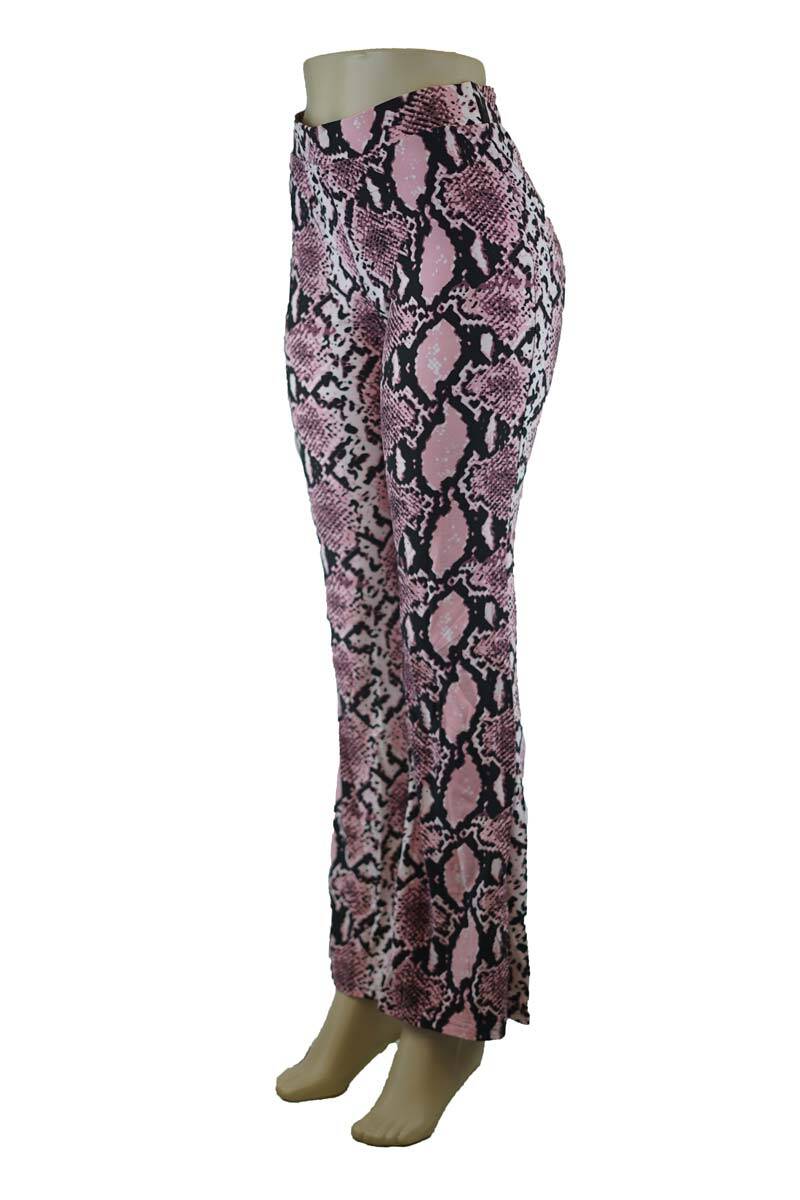 Pink Snakeskin Flare Pants - GL-7004 Pink (M-L-XL)